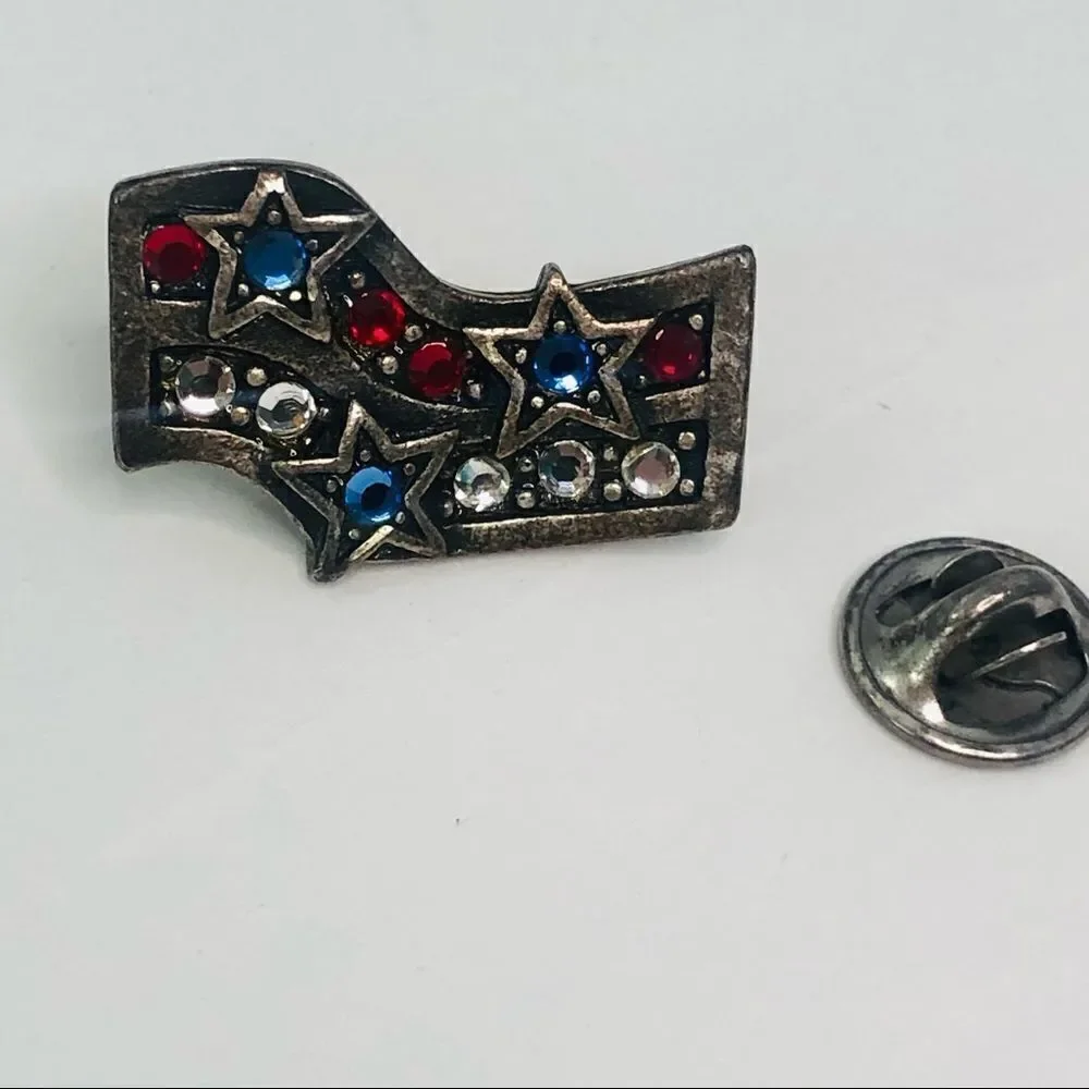 patriotic red white & blue stone pin lapel hat pin forth of july summer‎